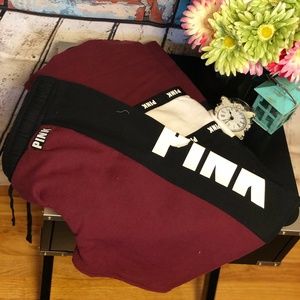 Pink By Victoria Secret Maroon Black & White Pant